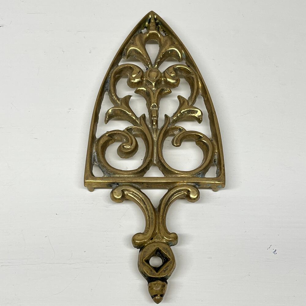 Vintage Brass Footed Trivet With Scroll Motif Mid Century Japan